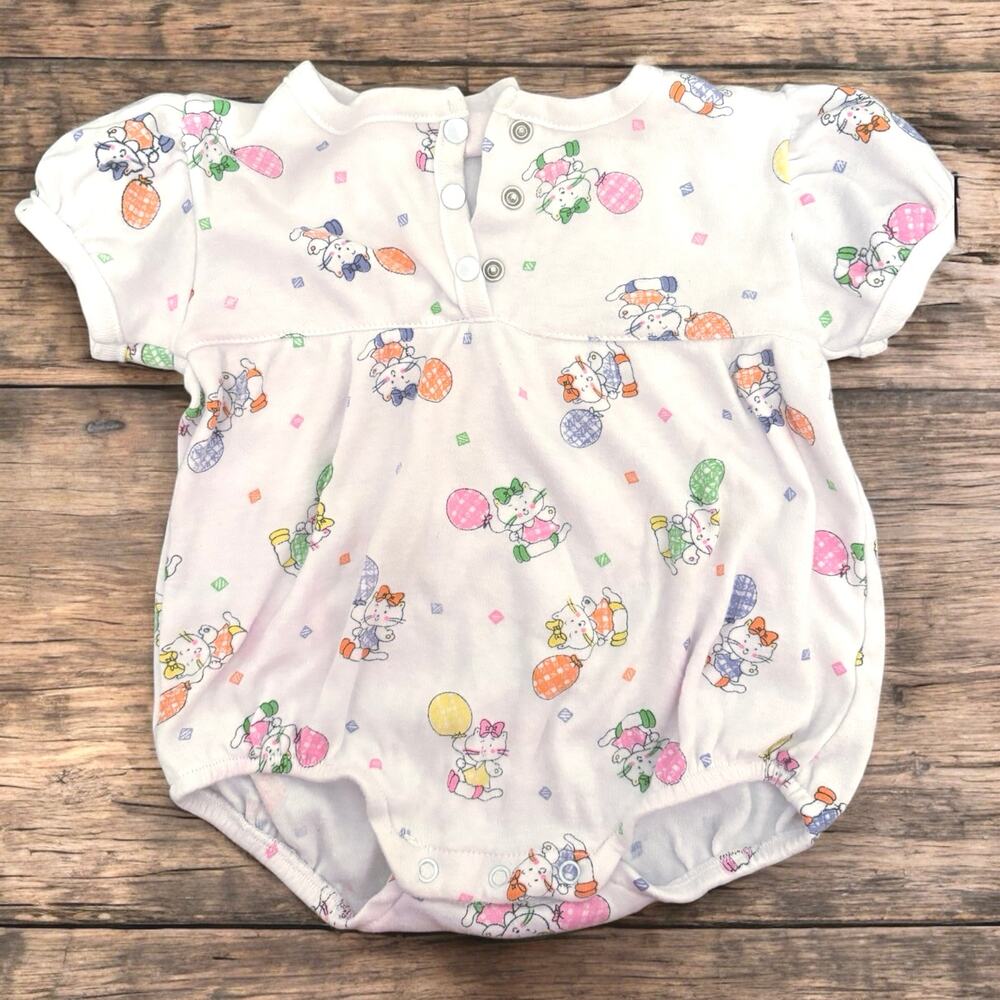 Vintage Spring Easter Cat Balloons Onesie Baby Bubble